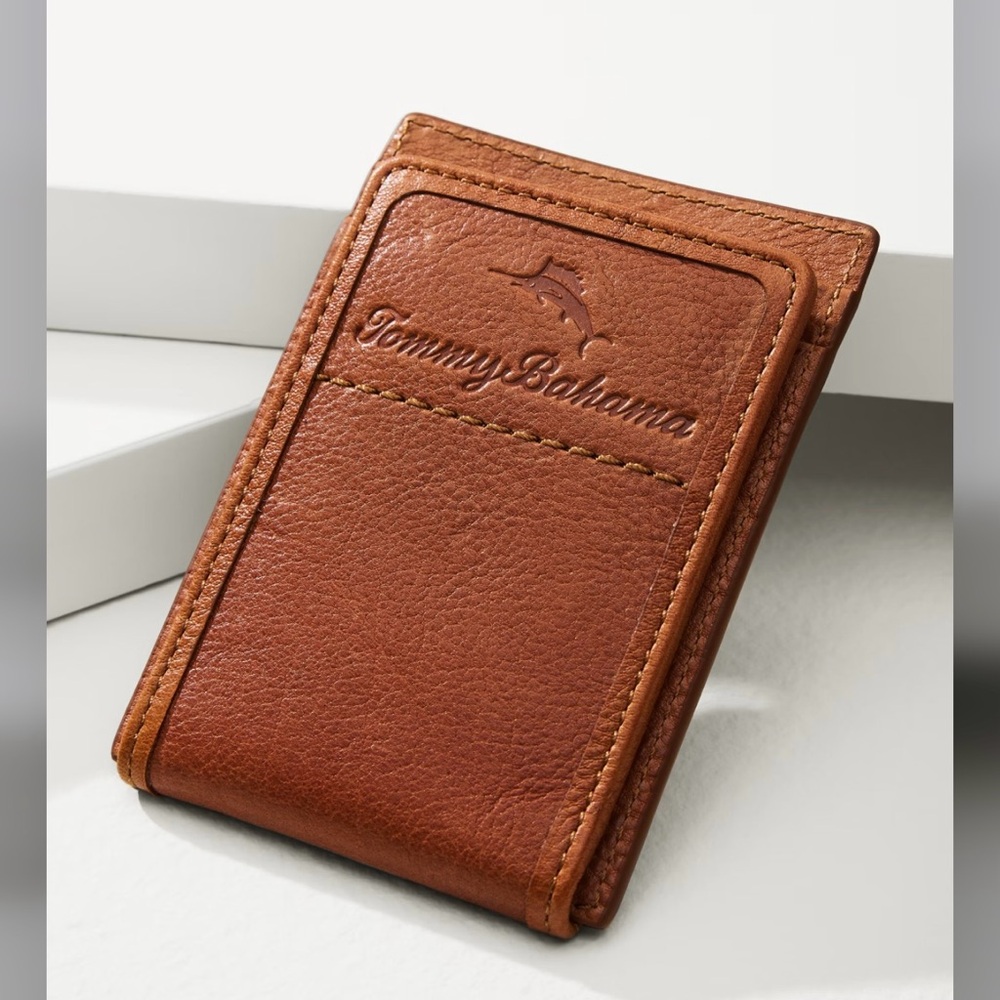 Tommy Bahama Crunch Wide Magnetic  Wallet 
Size 3.5” by 4” by 0.75”